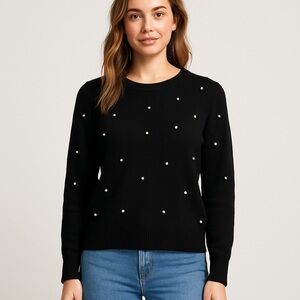 Loft outlet black sweater with scattered pearls. Size XSP W